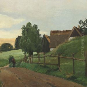Farm Exterior by Frants Peter Didrik Henningsen