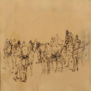 Soldiers Are Taking A Rest At The Food Trolley by Frants Peter Didrik Henningsen
