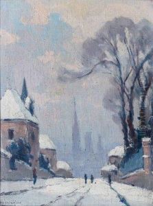 Paysage De Neige, Bihorel, Rue D'etancourt. by Narcisse Henocque