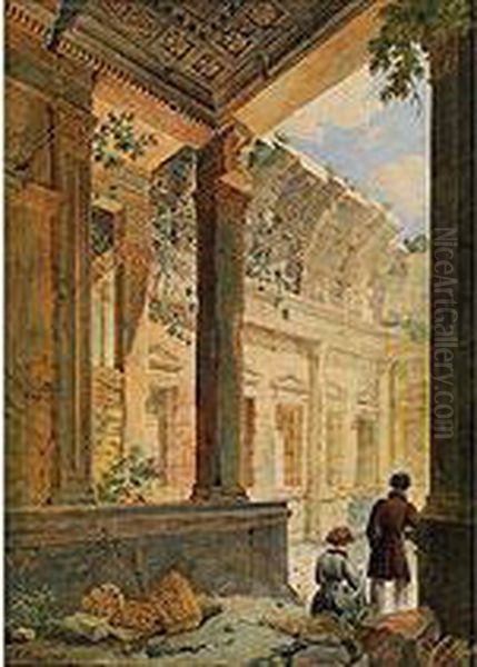 Interieur Du Temple De Diane A Nimes - view 1