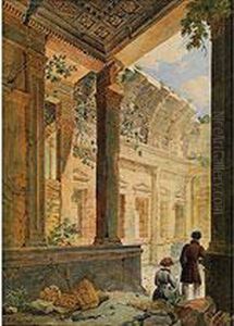 Interieur Du Temple De Diane A Nimes by Charles Leopold Emile Henry
