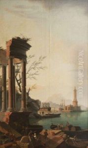 Ruines Antiques A L'entree D'un Port Mediterraneen.