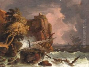 Cote Rocheuse Par Gros Temps by Jean Henry D'Arles