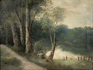 Fluslandschaft Mir Beerensammlerin by James Levin Henry