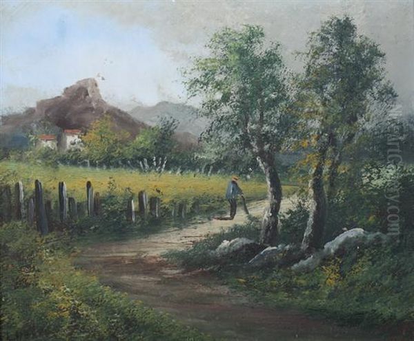 Country Road With Distant Farmhouse - view 1
