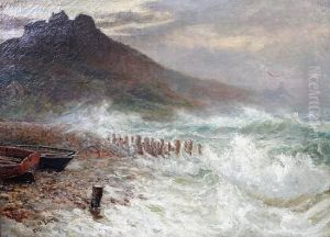 Coastal Scene With Castle - Thought To Bebamburgh Castle by Thomas Marie Henry