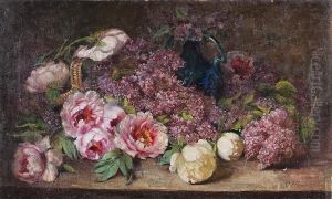 Stillleben Mit Flieder Und Hortensien by Clara Henschke