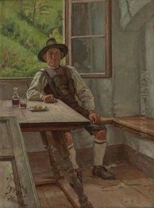 Sitzender Sudtiroler Bauer In Der Stube by Ernst Henseler
