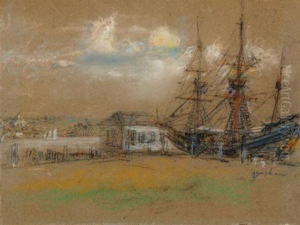 Early Sailing Ships In Dry Dock - view 1