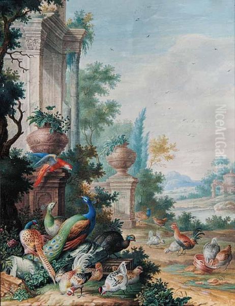 Untitled - Landscape With Various Colourful Birds - view 1