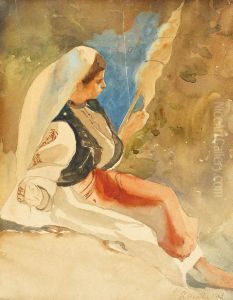 Little Peasant Girl With Yarn by Sava Hentia