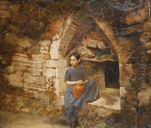 A Girl Seated In A Stone Arch by George Hepper