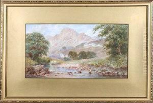 A River Landscape With A Range Of Hills Rising In Thedistance