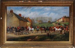 The Tynedale Foxhounds: A Meet At Stamfordham Village, Approx. 1889 by Wilson Hepple