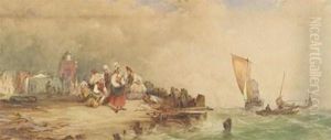 Fisherfolk Waiting For The Fleet by Alfred Herbert