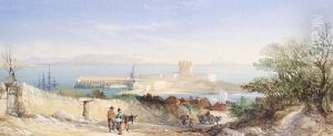 St Aubin's Bay And Castle, Jersey by Alfred Herbert