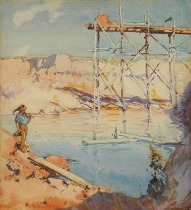 The Old Sluicing Works, Buninyong Near Ballarat by Harold Brocklebank Herbert
