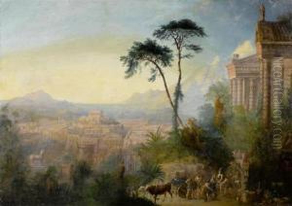 Large View Of Troy With Figures In The Foreground - view 1
