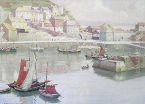 A Cornish Harbour Scene' by Robert Herdman-Smith