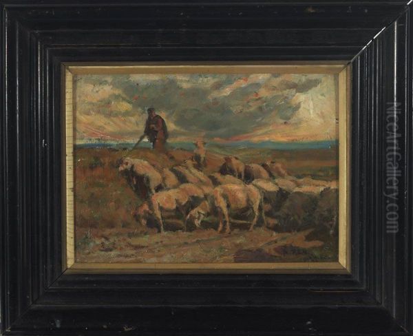 Herding The Flock Under Pink Skies - view 1