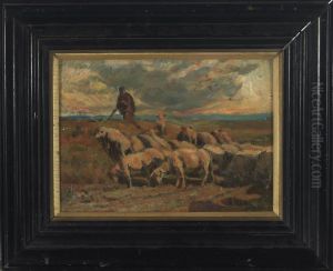 Herding The Flock Under Pink Skies by Jules Hereau