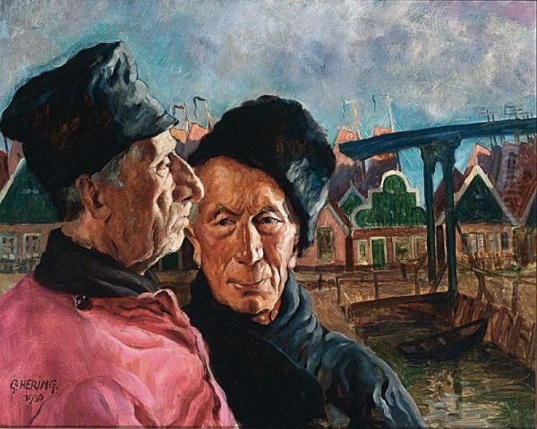 Fishermen In The Harbour Of Volendam - view 1