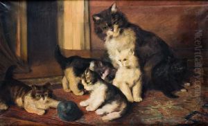 Chatons Jouant by Auguste Joseph Herlin