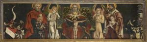 La Trinite Entre Deux Anges, Un Donateur Presente Par Saint Pierre Et Une Donatrice Presentee Par Saint Barthelemy