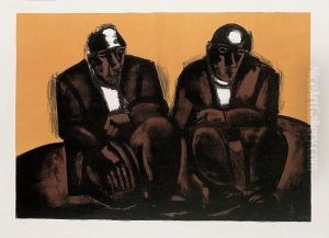 Two Male Figures Seated by Joseph Marcus Hermann
