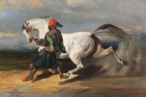 Maure Dressant Un Cheval by Leon-Charles Hermann