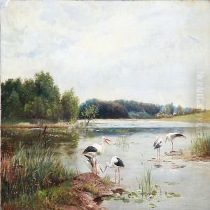 Landscape With Storks by Olaf August Hermansen