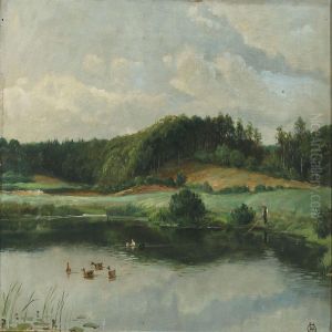 Landscape With Lake, Ordrup Mose by Olaf August Hermansen
