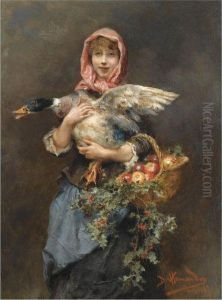 Muchacha Con Pato (the Duck Girl) by Daniel Hernandez Morillo