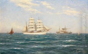 Weise Bark Undandere Schiffe Auf Der Ostsee by Franz Carl Herpel