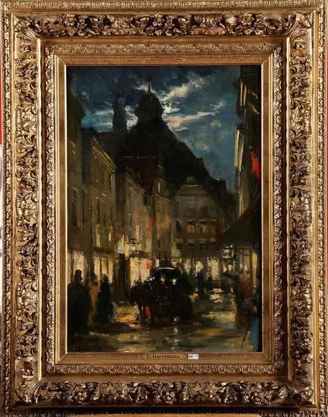 Rue Animee Au Crepuscule - view 1