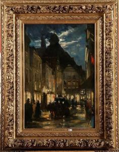 Rue Animee Au Crepuscule by Lievin Herremans