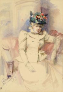 Elegante Au Chapeau Fleuri by Lievin Herremans