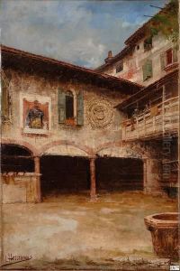 Cour Animee En Italie by Lievin Herremans