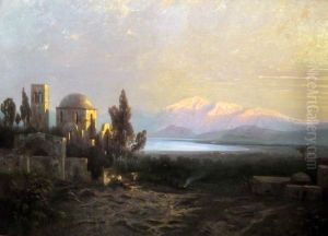 Blick Auf Die Ebene Von Paphos, Im Hintergrund Der Olymp