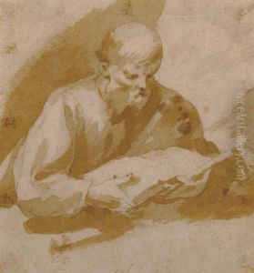 A Man Seated, Reading A Book by Francisco Herrera The Elder
