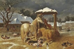 A Winter Feed by John Frederick Herring Snr