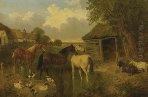 A Farmyard by John Frederick Herring Snr