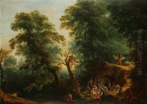 Travellers In A Landscape by Johann Andreas Herrlein