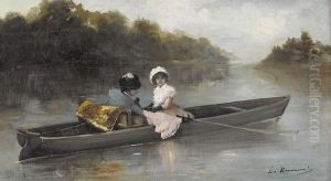 Elegantes Paar Im Ruderboot by Leo Herrmann