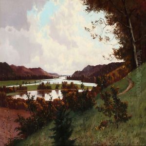 Summer Landscape From The Silkeborg Lake District, Denmark by Oscar Herschend