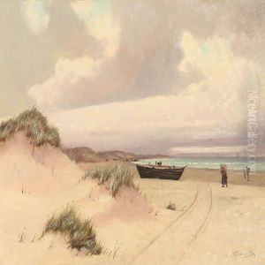 Beach Scene From Klitm ller, Denmark by Oscar Herschend