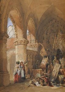 Jeunes Femmes Visitant Un Tresor Medieval