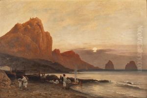 Insel Capri Mit Italienischen Fischern by Albert Hertel