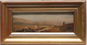 Reisende In Landschaft by Albert Hertel