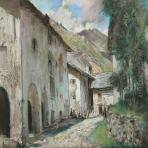 A View At A Smaller Italian Village by Albert Hertel